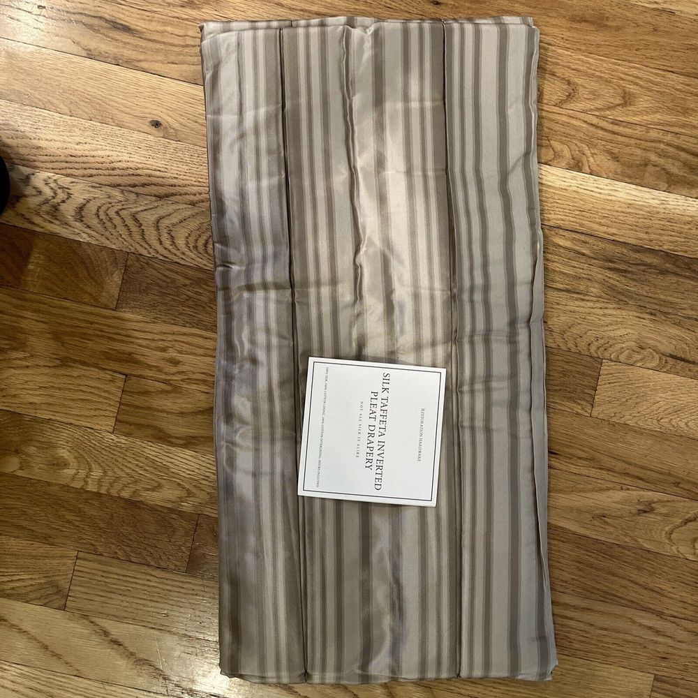 Restoration Hardware Silk Taffeta Inverted Pleat Drapery 24"x86" Flax Melange